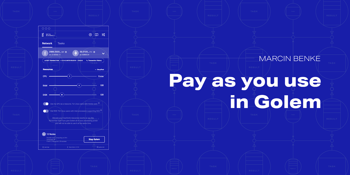 Pay-as-you-use in Golem